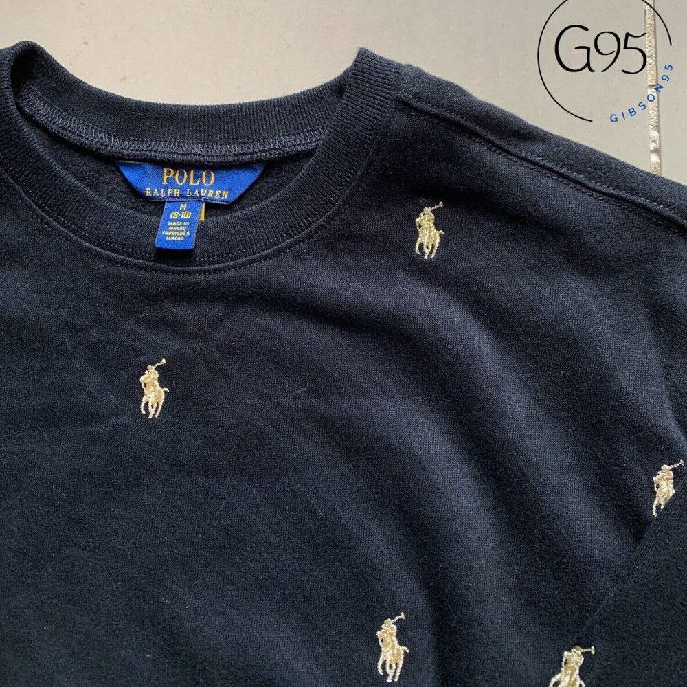 NWT Polo Ralph Lauren Girls SWEATER 8-10 Fleece ALL OVER PONY SWEATSHIRT… - Picture 4 of 6